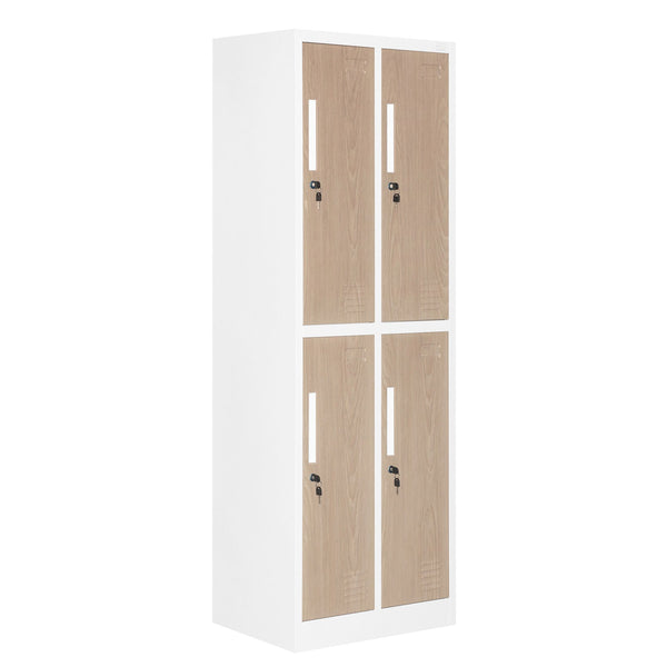 Гардероб, двоен, метален, 900 х 450 х 1850 mm, кехлибарен дъб и бяло