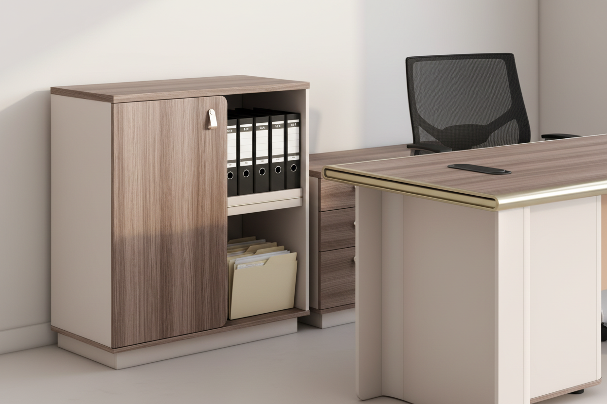 Офис шкаф SUPERON меламин натурален и бежов цвят 80x40х90см.