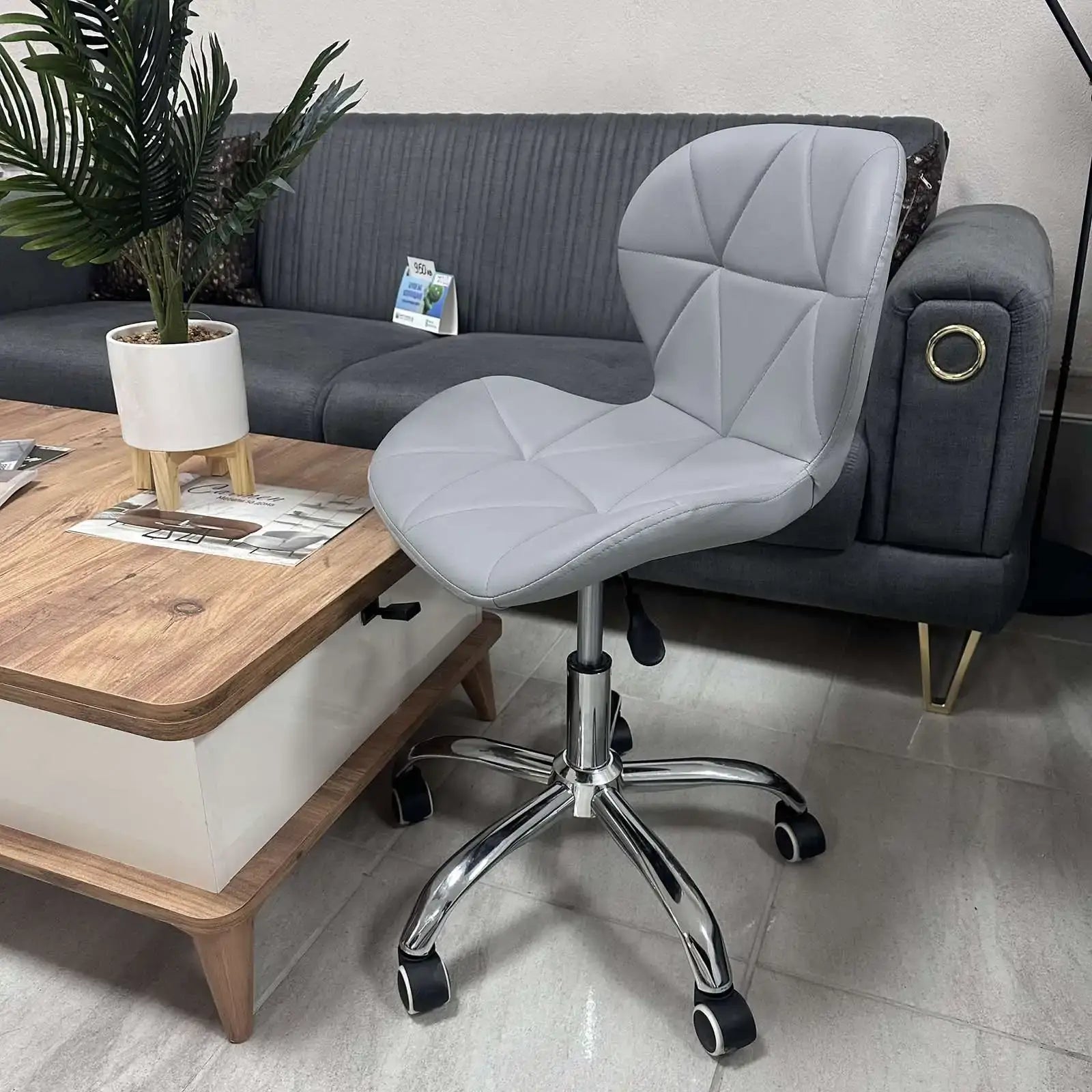 Офис стол Мелина/сив еко кожа