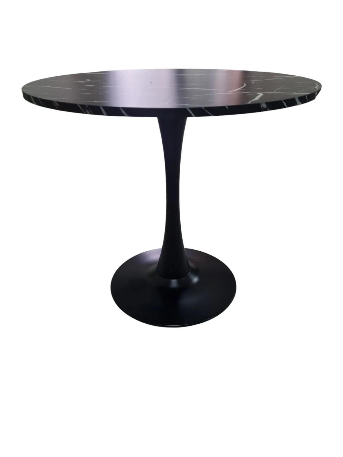 Трапезна маса Мери/ плот ф80см МДФ черен цвят/метален крак