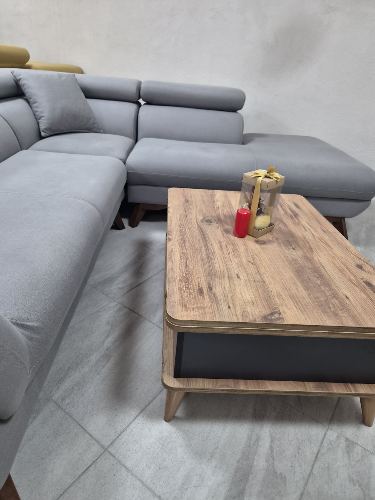 Холна маса LUX 5003 65+65/90/38-75, Антрацит, Разтегателна, Повдигащ механизъм