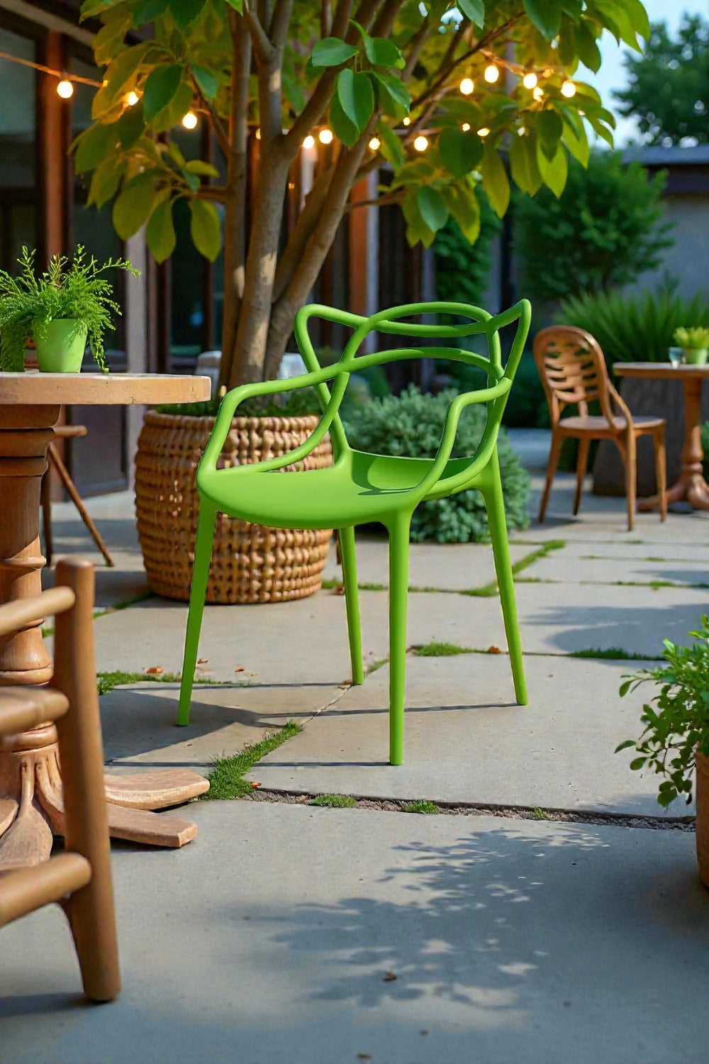 Градински Стол Виена  зелен - Полипропилен с Подлакътници